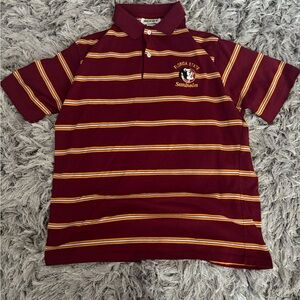 FSU Seminoles Striped Polo – Maroon/Gold (Size Large)